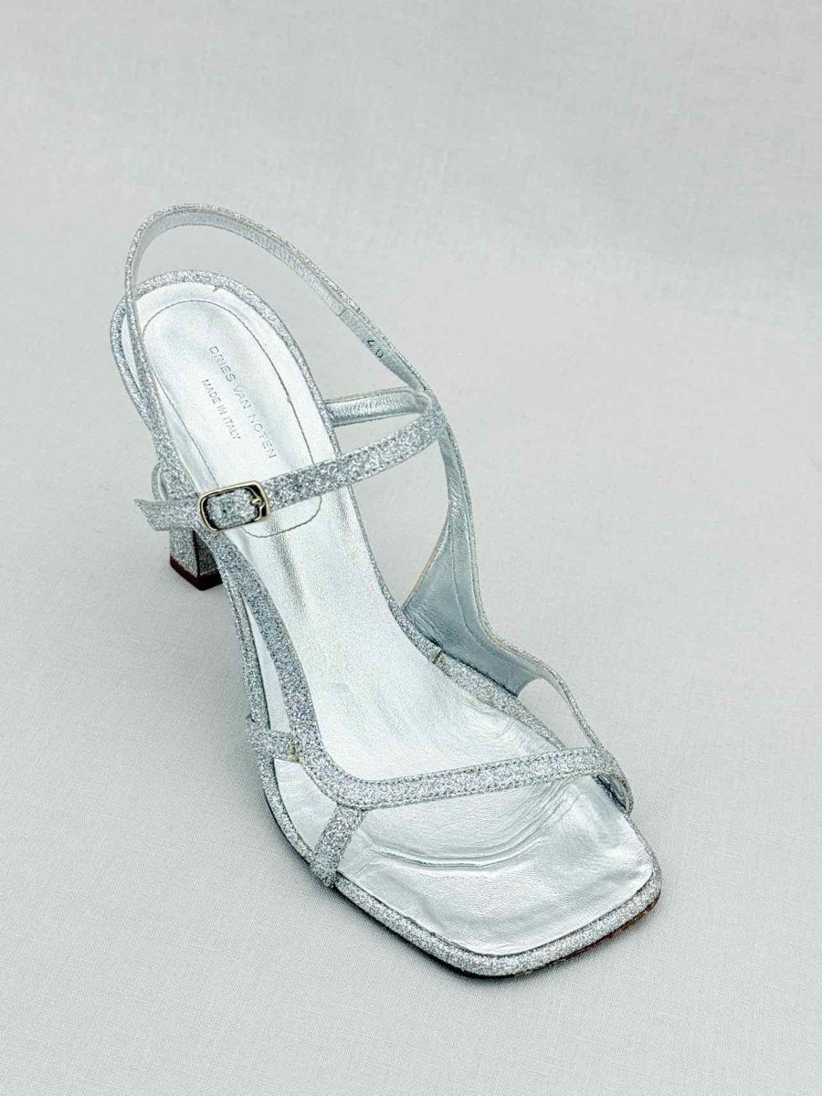 Pre - loved DRIES VAN NOTEN Silver Size EU 40 Heeled Sandals at Reems Closet