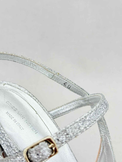 Pre - loved DRIES VAN NOTEN Silver Size EU 40 Heeled Sandals at Reems Closet