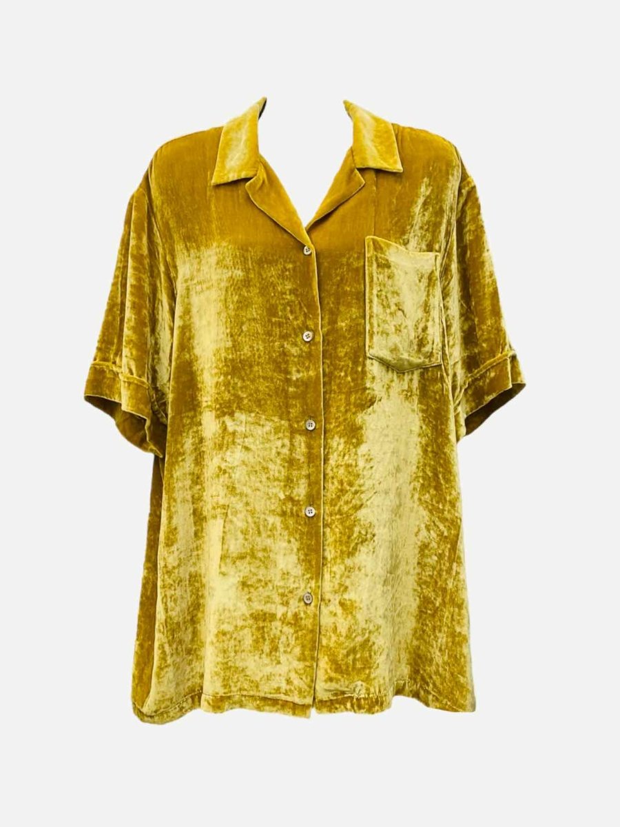 Pre - loved DRIES VAN NOTEN Velvet Yellow Shirt at Reems Closet