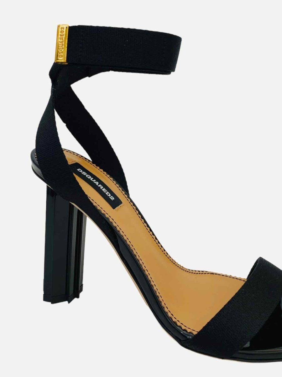 Pre - loved DSQUARED2 Ankle Strap Black Heeled Sandals 36.5 at Reems Closet