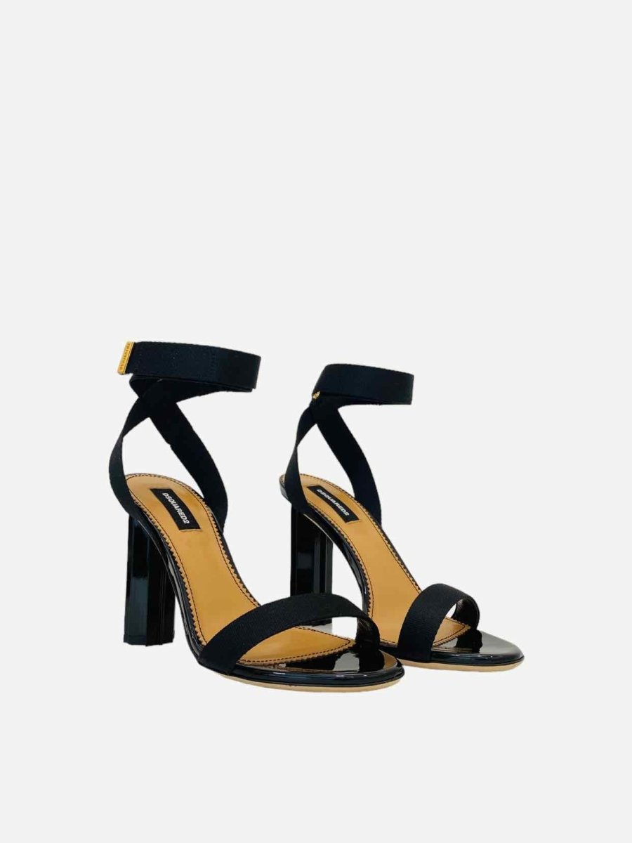 Pre - loved DSQUARED2 Ankle Strap Black Heeled Sandals 36.5 at Reems Closet