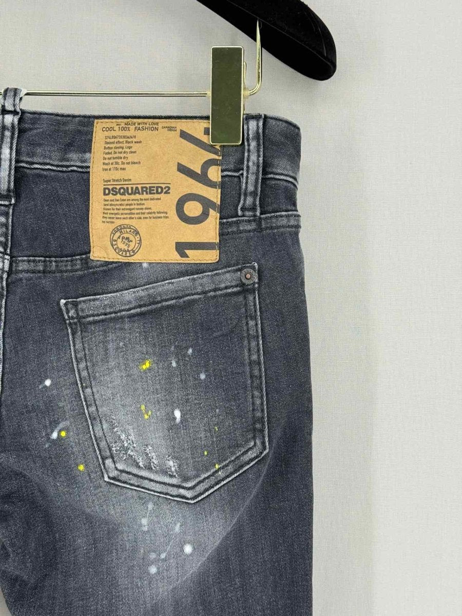 Pre - loved DSQUARED2 Black Paint Splatter Size US 2 Jeans at Reems Closet