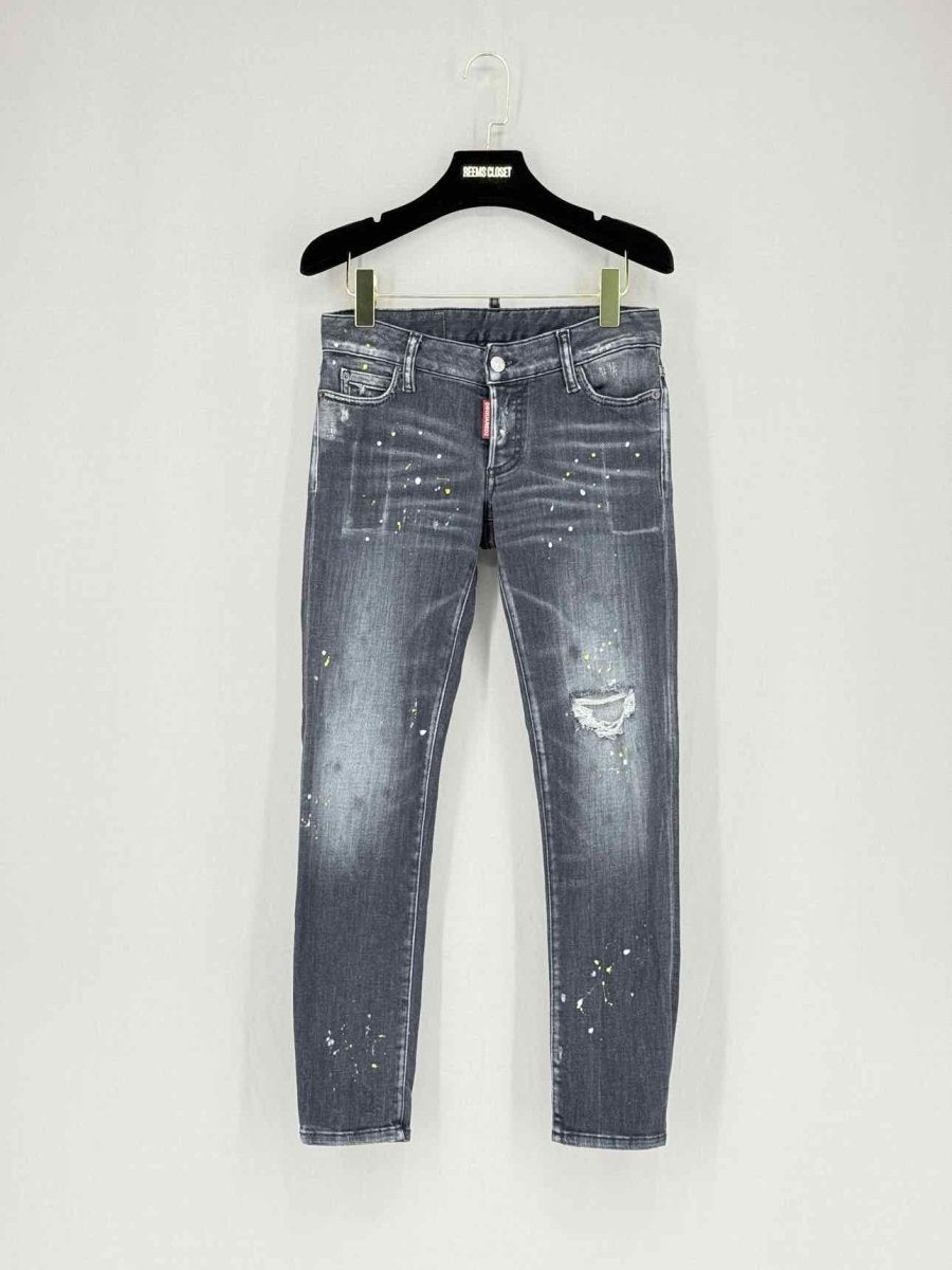 Pre - loved DSQUARED2 Black Paint Splatter Size US 2 Jeans at Reems Closet