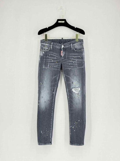 Pre - loved DSQUARED2 Black Paint Splatter Size US 2 Jeans at Reems Closet