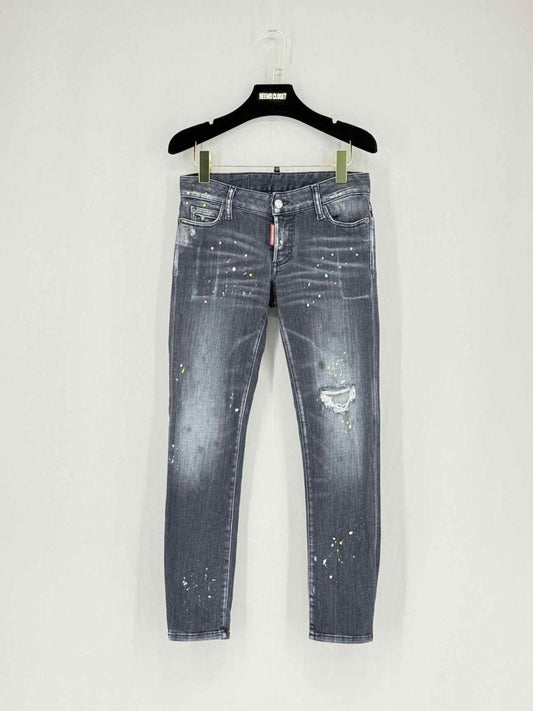 Pre - loved DSQUARED2 Black Paint Splatter Size US 2 Jeans at Reems Closet