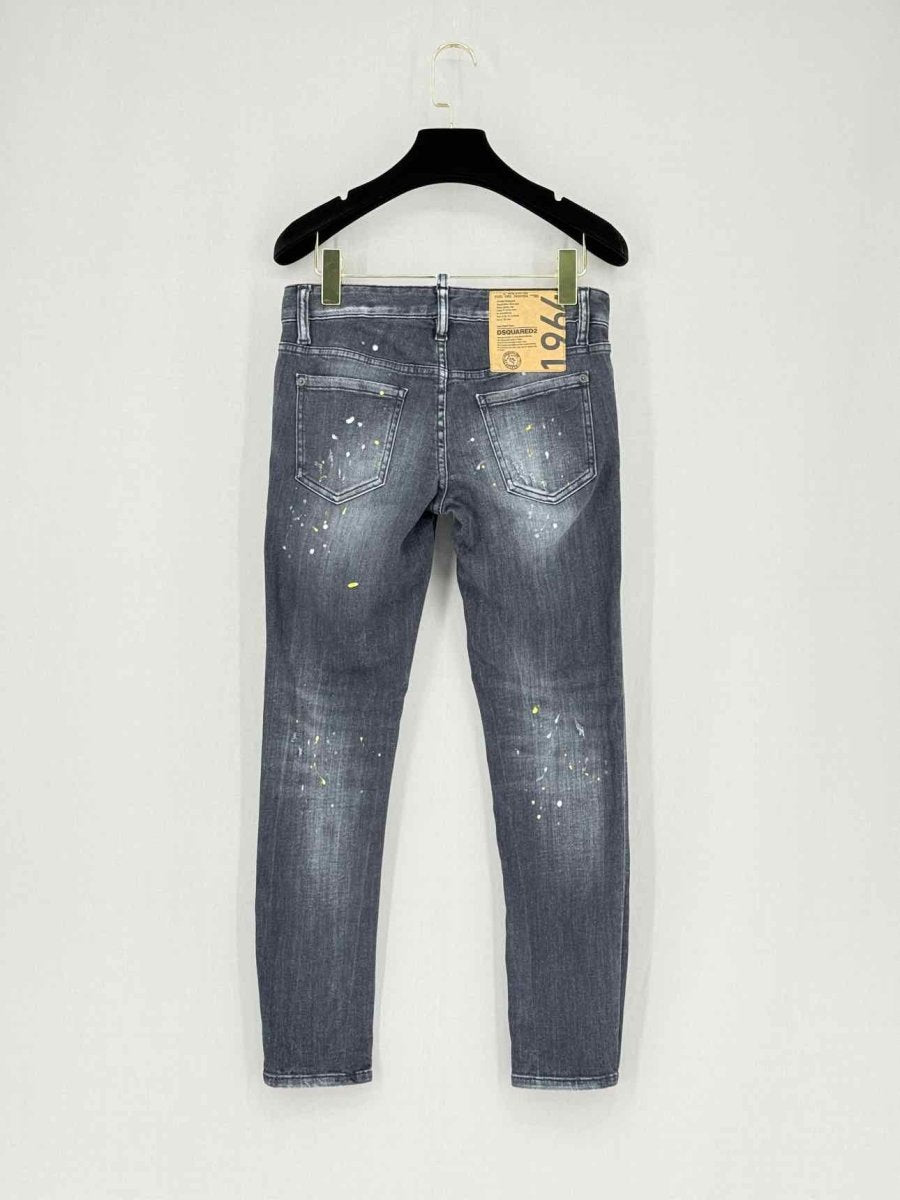 Pre - loved DSQUARED2 Black Paint Splatter Size US 2 Jeans at Reems Closet