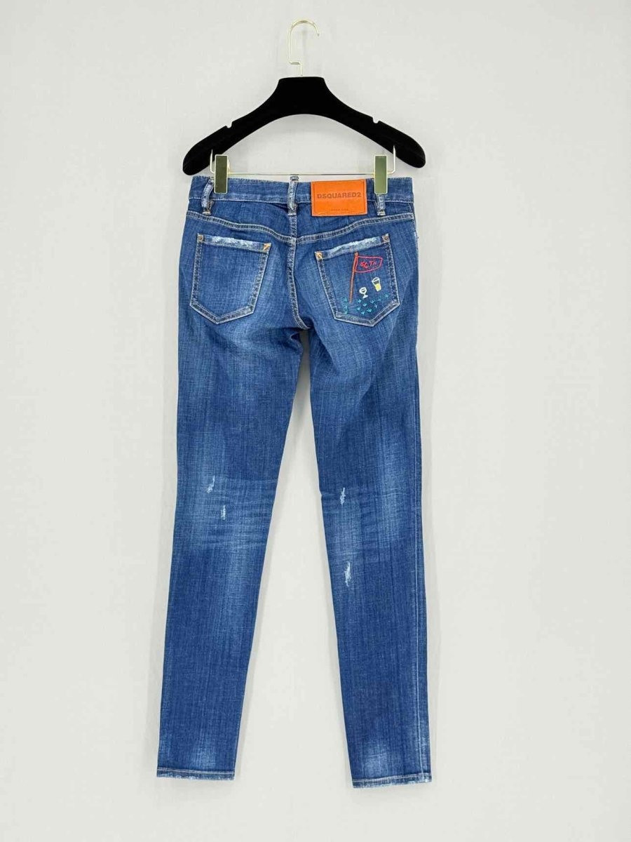 Pre - loved DSQUARED2 Blue Distressed Size US 2 Jeans at Reems Closet