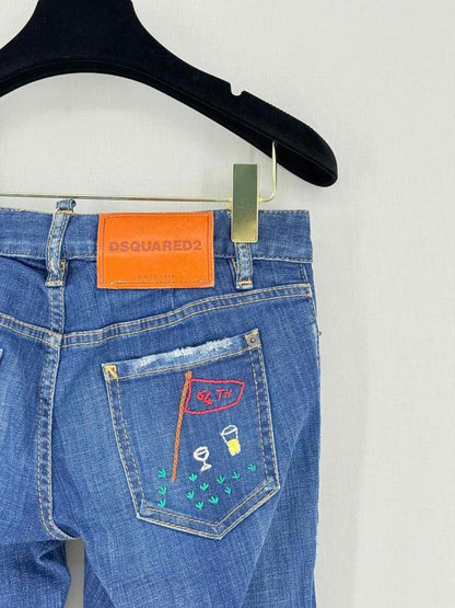 Pre - loved DSQUARED2 Blue Distressed Size US 2 Jeans at Reems Closet