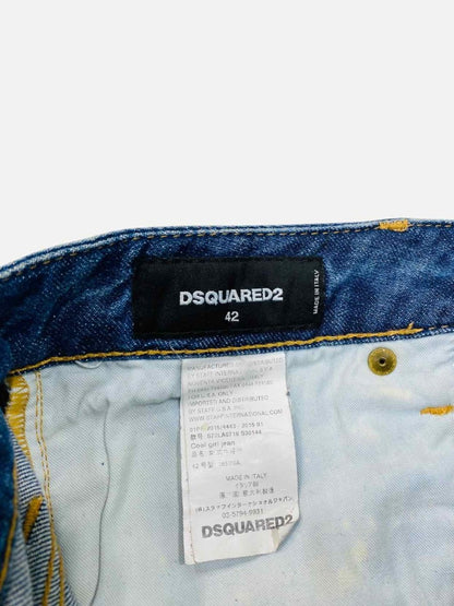 Pre - loved DSQUARED2 Blue Leopard Jeans at Reems Closet