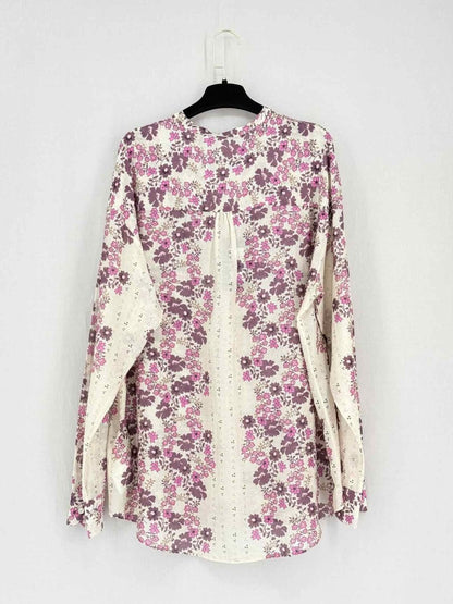 Pre-loved DSQUARED2 Cream & Purple Floral Print Size US 14 Blouse at Reems Closet