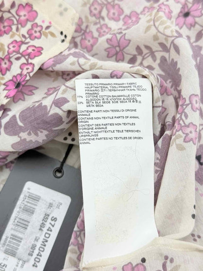 Pre-loved DSQUARED2 Cream & Purple Floral Print Size US 14 Blouse at Reems Closet