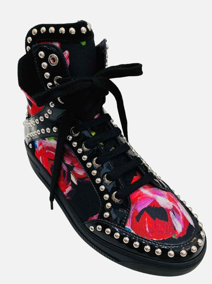 Pre - loved DSQUARED2 High Top Black Multicolor Floral Sneakers 38 at Reems Closet