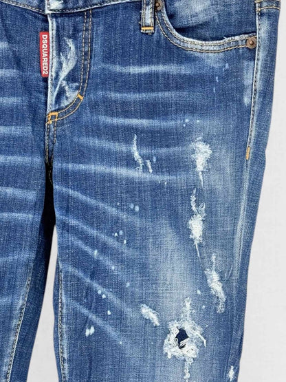 Pre - loved DSQUARED2 Jennifer Cropped Blue Size 24 Jeans at Reems Closet