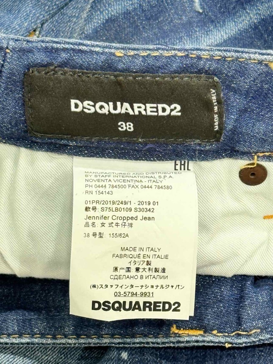 Pre - loved DSQUARED2 Jennifer Cropped Blue Size 24 Jeans at Reems Closet