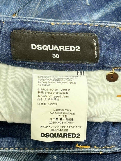 Pre - loved DSQUARED2 Jennifer Cropped Blue Size 24 Jeans at Reems Closet