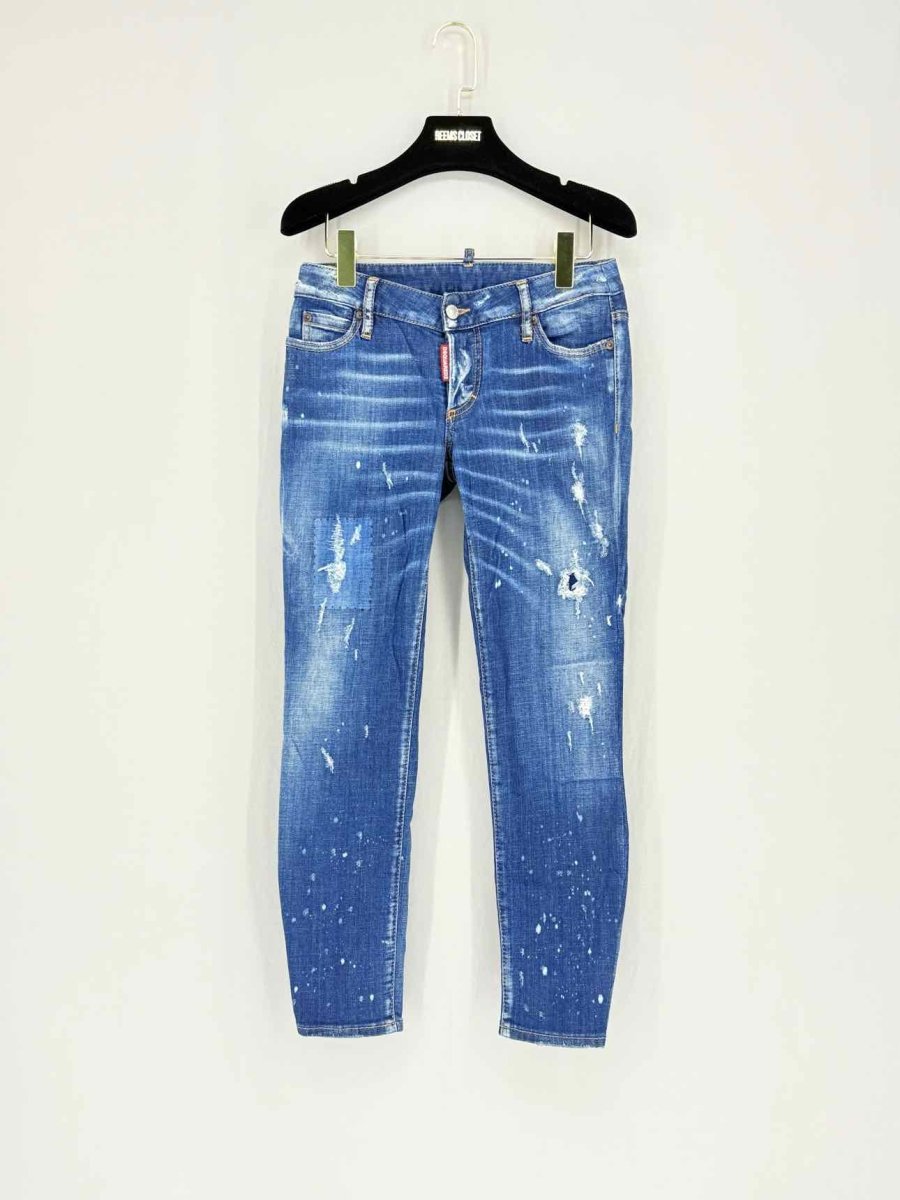 Pre - loved DSQUARED2 Jennifer Cropped Blue Size 24 Jeans at Reems Closet