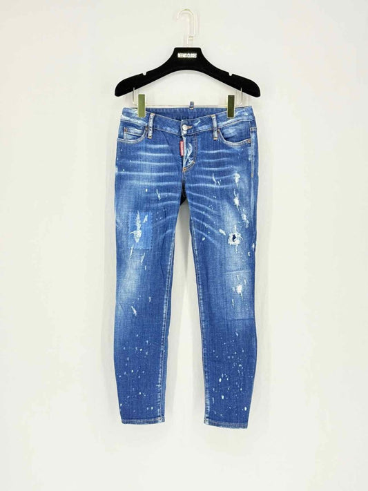 Pre - loved DSQUARED2 Jennifer Cropped Blue Size 24 Jeans at Reems Closet