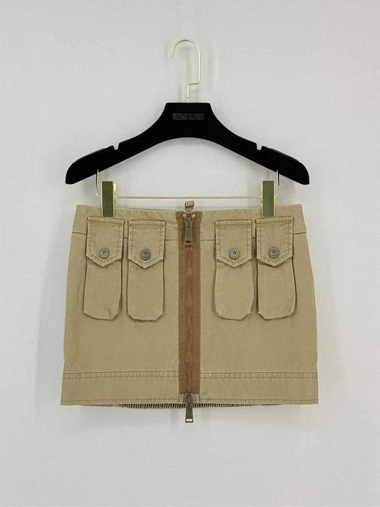 Pre-loved DSQUARED2 Military Khaki Size US 4 Mini Skirt at Reems Closet