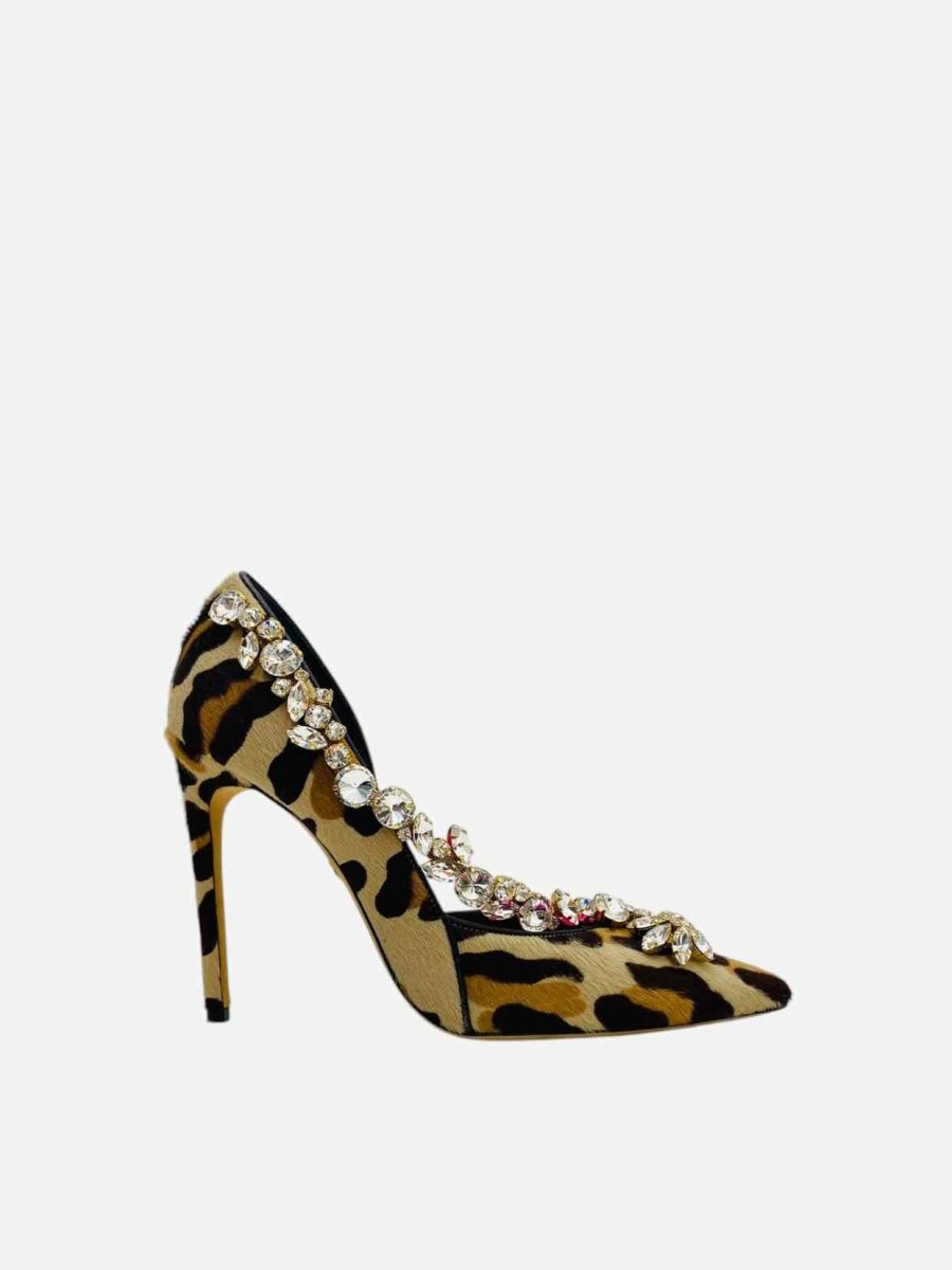 DSQUARED2 Pointed Toe Beige & Black Leopard Pumps 38