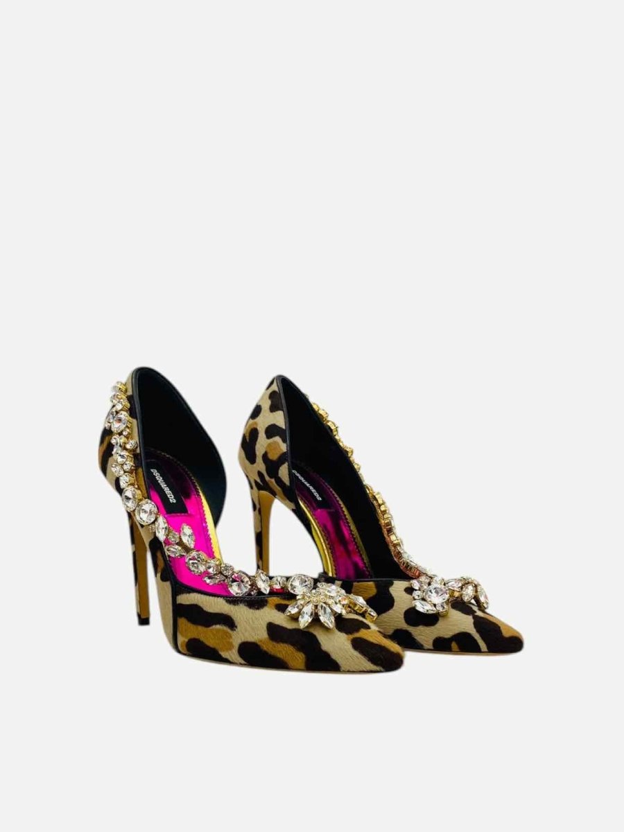 Pre - loved DSQUARED2 Pointed Toe Beige & Black Size EU 38 Pumps at Reems Closet