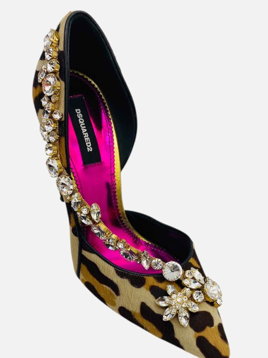 Pre - loved DSQUARED2 Pointed Toe Beige & Black Size EU 38 Pumps at Reems Closet
