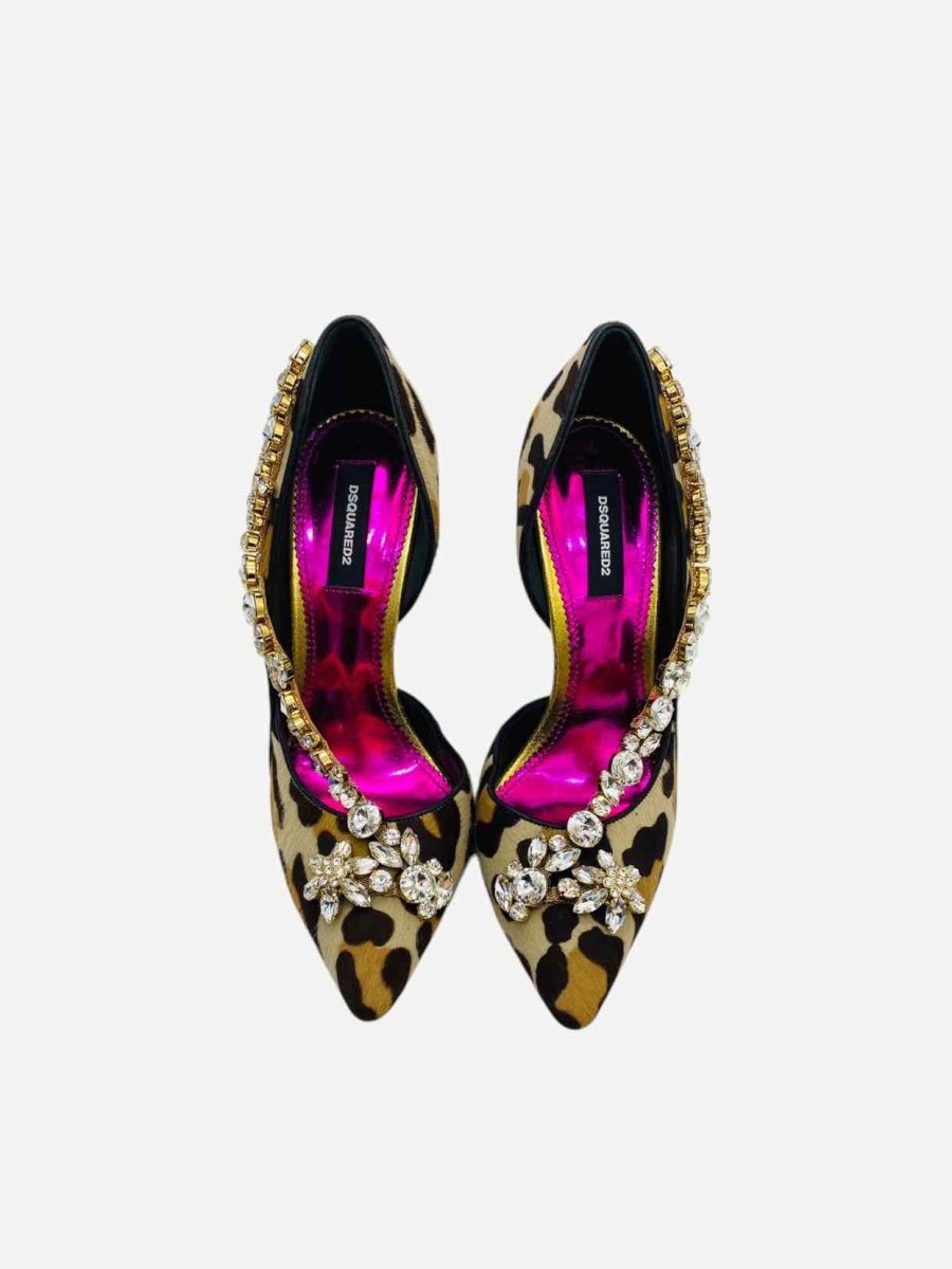Pre - loved DSQUARED2 Pointed Toe Beige & Black Size EU 38 Pumps at Reems Closet