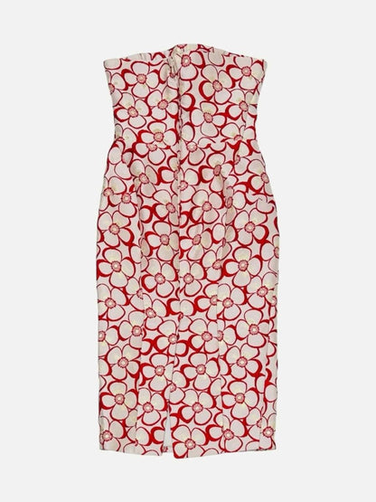 Pre-loved DSQUARED2 Strapless White & Red Knee Length Dress from Reems Closet