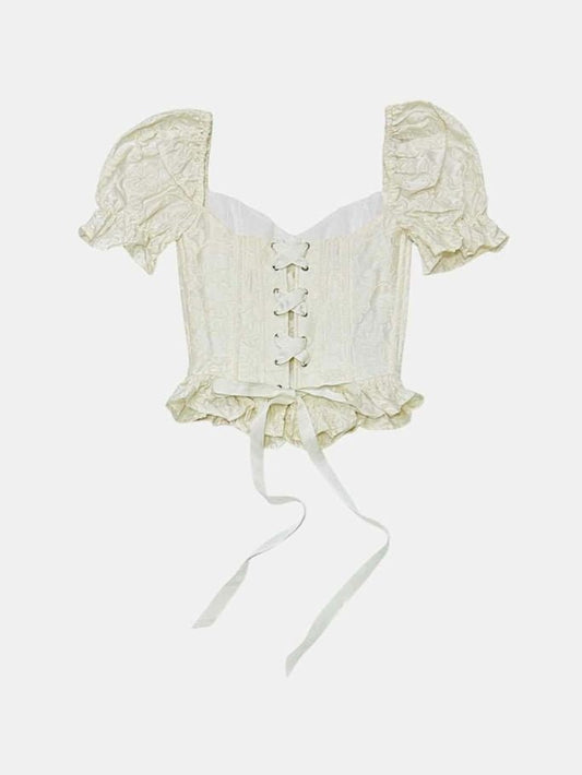 Pre - loved DUYGUAY Corset Cream Top at Reems Closet