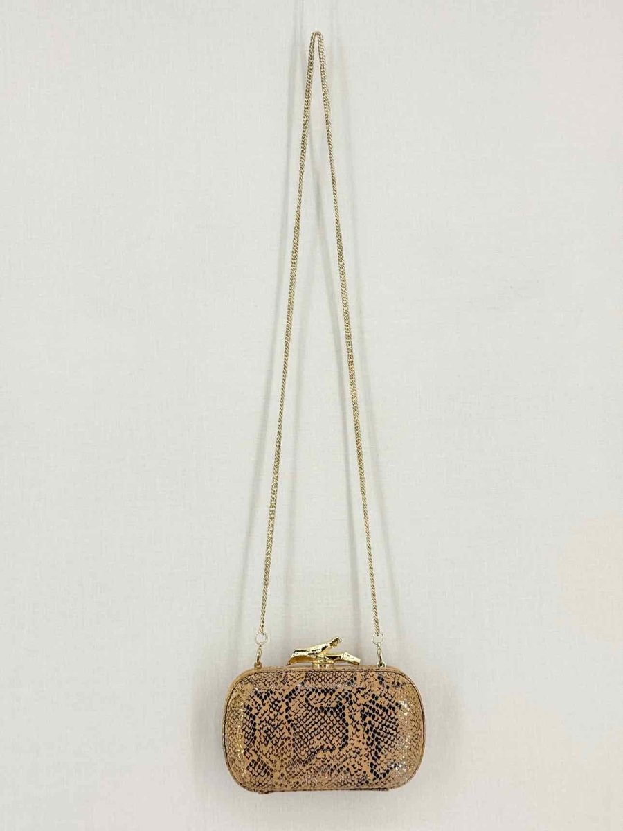 Pre-loved DVF Lytton Minaudière Metallic Gold Clutch at Reems Closet