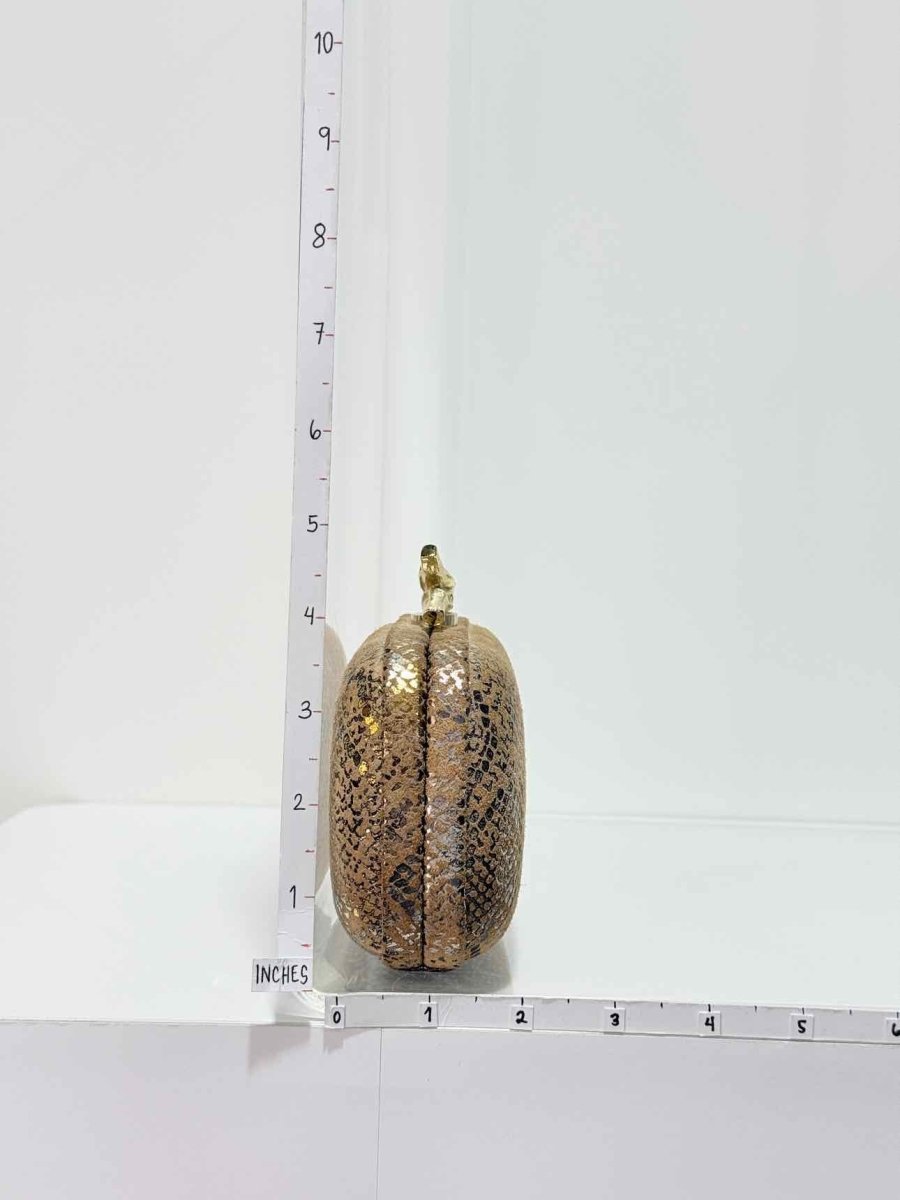 Pre-loved DVF Lytton Minaudière Metallic Gold Clutch at Reems Closet
