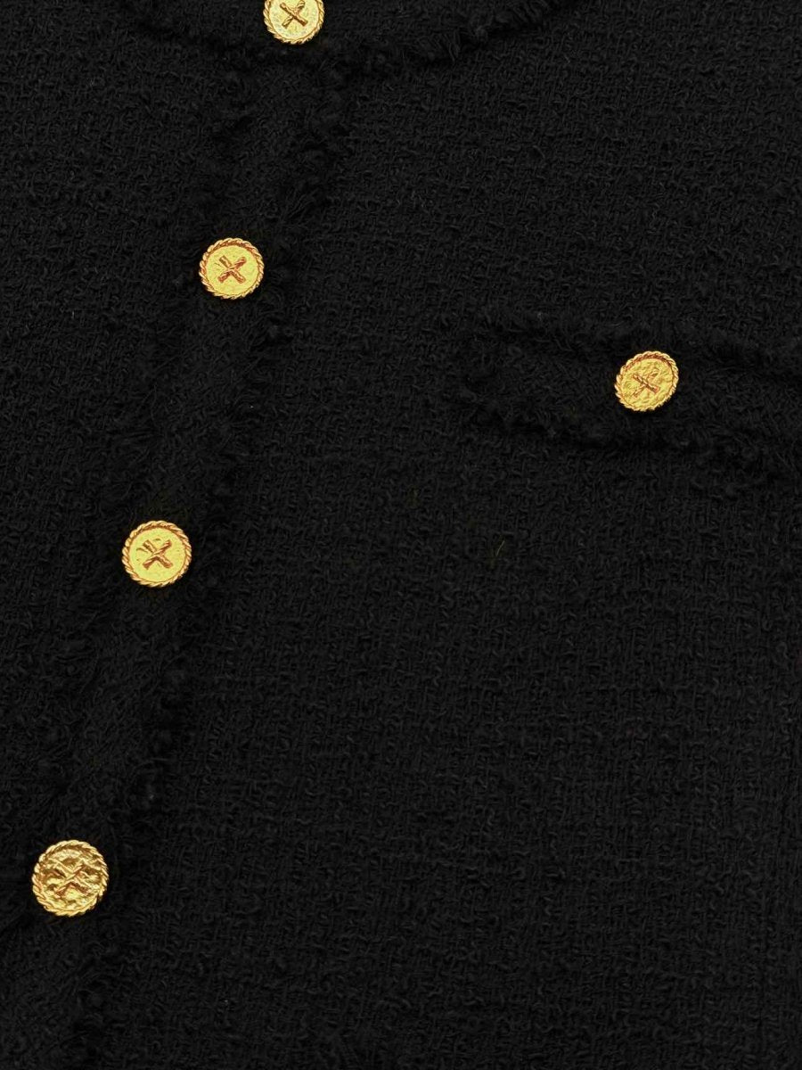 Pre - loved EDWARD ACHOUR Black Tweed Size US 10 Knee Length Dress at Reems Closet