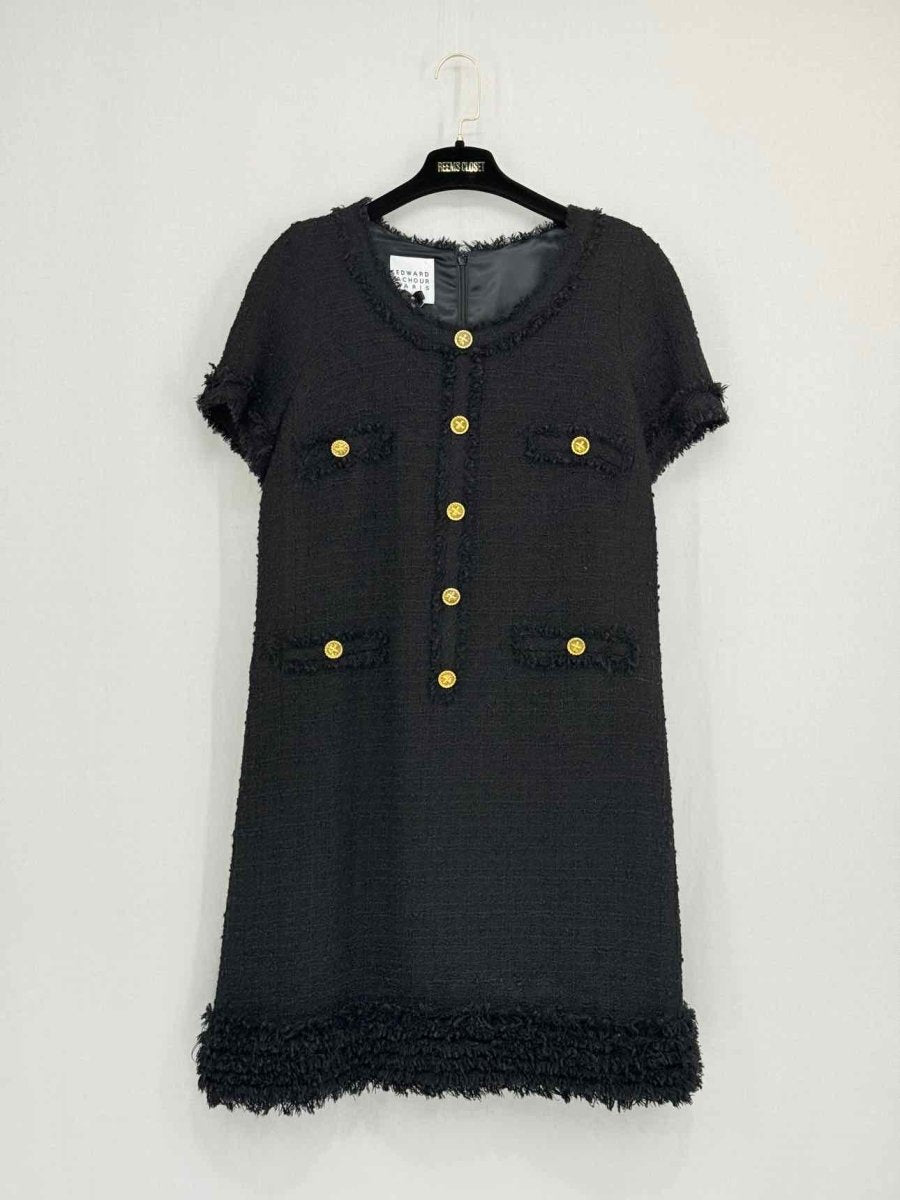 Pre - loved EDWARD ACHOUR Black Tweed Size US 10 Knee Length Dress at Reems Closet