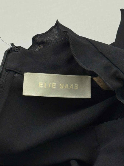 Pre - loved ELIE SAAB Black Ruffled Size US 4 Top at Reems Closet