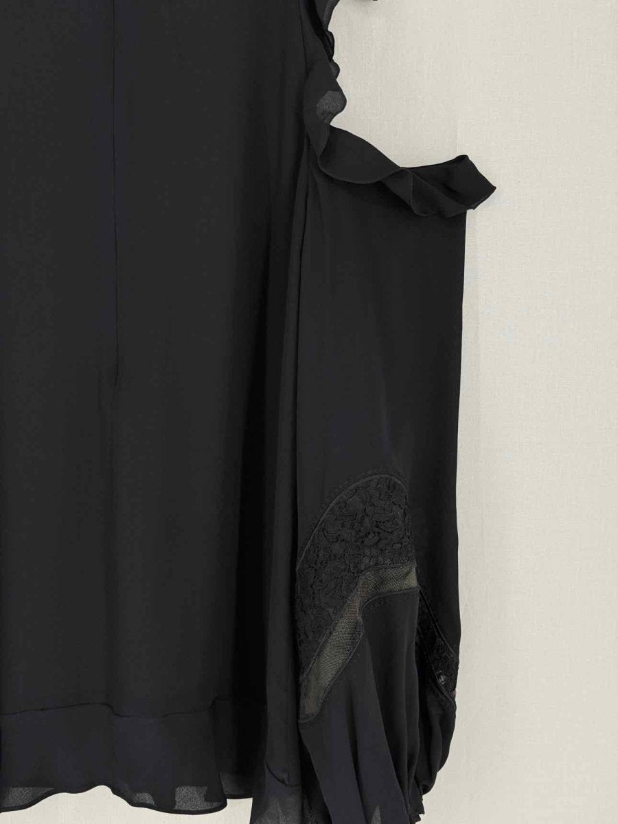 Pre - loved ELIE SAAB Black Ruffled Size US 4 Top at Reems Closet