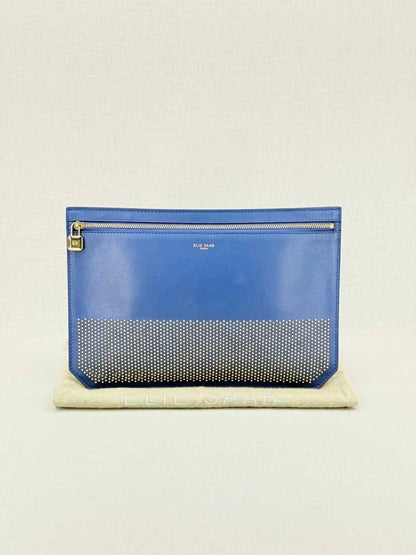 Pre - loved ELIE SAAB Blue Clutch at Reems Closet