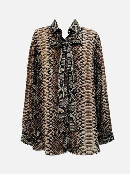 Pre - loved ELIE SAAB Brown Multicolor Animal Print Shirt at Reems Closet