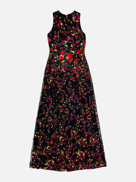 Pre - loved ELIE SAAB Sleeveless Black Multicolor Long Dress at Reems Closet