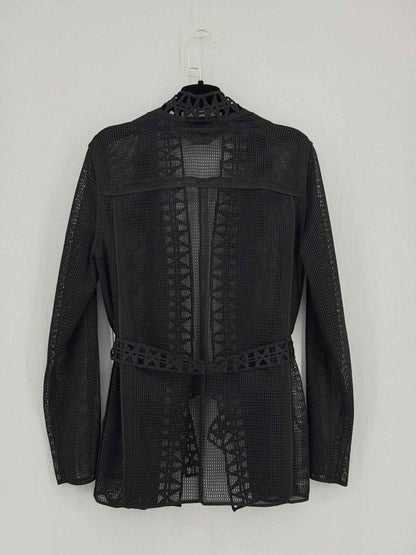 Pre - loved ELIE TAHARI Black Cannage Size Medium Cardigan at Reems Closet