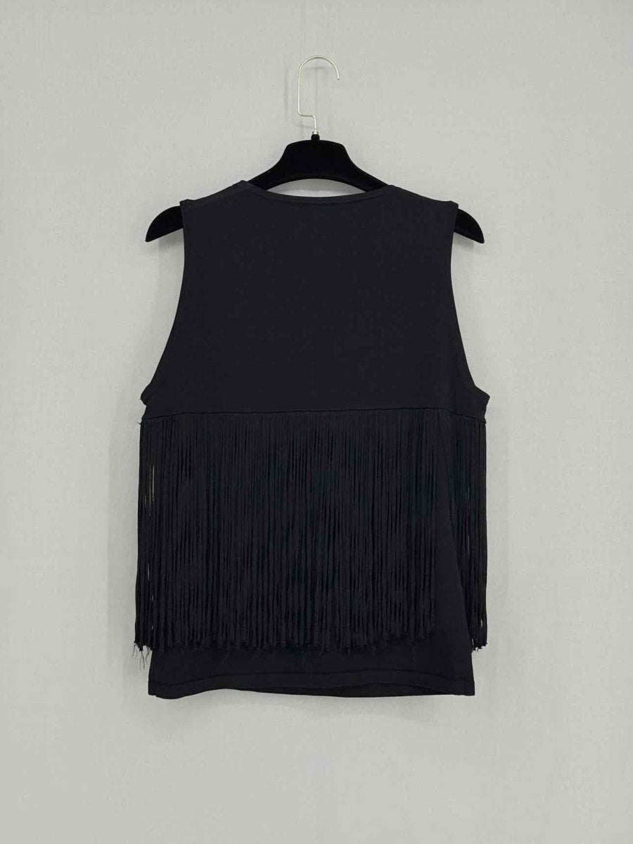 Pre - loved ELIE TAHARI Black Fringed Size Small Top at Reems Closet