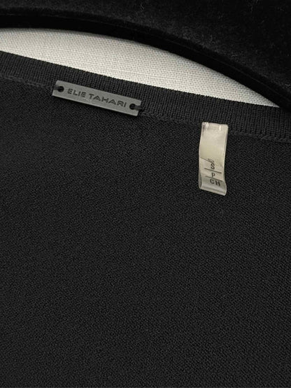 Pre - loved ELIE TAHARI Black Fringed Size Small Top at Reems Closet