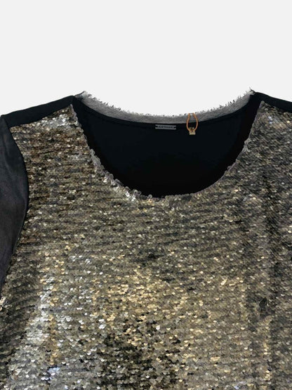 Pre - loved ELIE TAHARI Black & Silver Two tone Top at Reems Closet