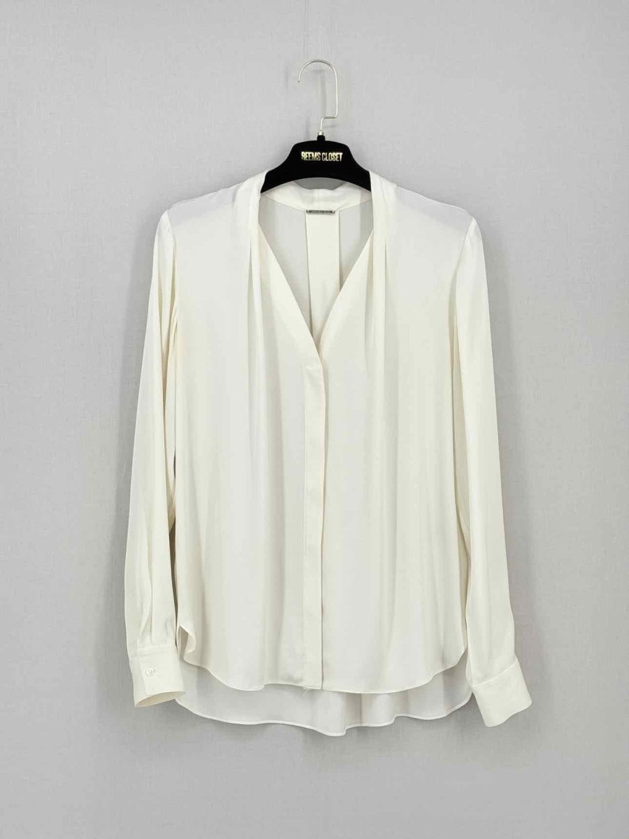 Pre - loved ELIE TAHARI Cream Size Small Blouse at Reems Closet