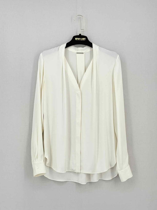 Pre - loved ELIE TAHARI Cream Size Small Blouse at Reems Closet