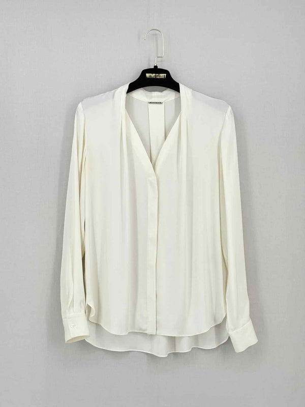 Pre - loved ELIE TAHARI Cream Size Small Blouse at Reems Closet
