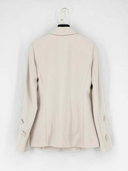 Pre - loved ELIE TAHARI Single Button Beige Size US 2 Jacket at Reems Closet