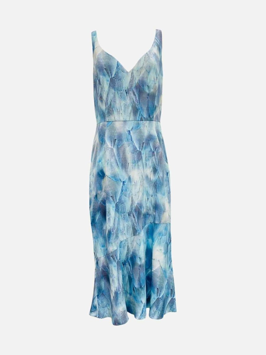 Pre - loved ELIE TAHARI Sleeveless Blue Printed Knee Length Dress at Reems Closet