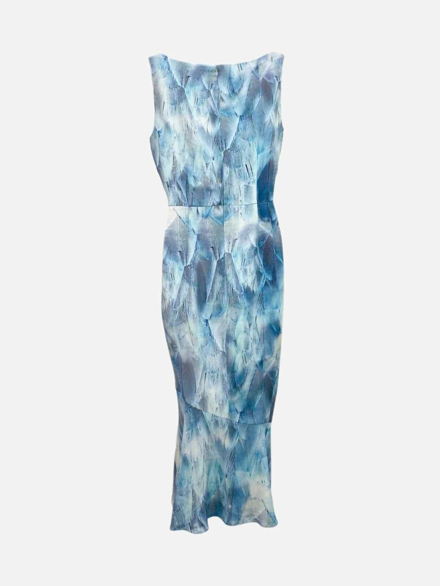 Pre - loved ELIE TAHARI Sleeveless Blue Printed Knee Length Dress at Reems Closet