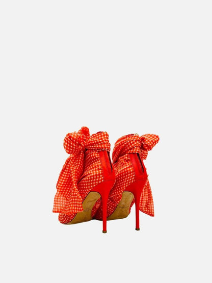 Pre - loved ELISABETTA FRANCHI Ankle Tie Orange & White Booties at Reems Closet