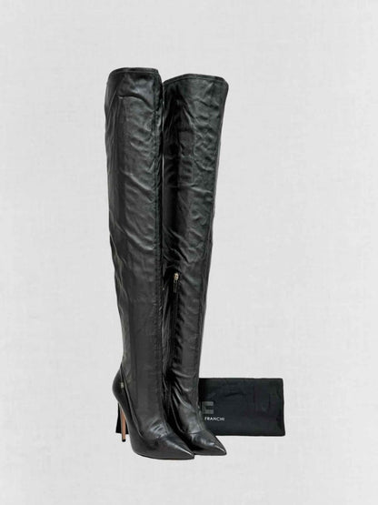 Pre - loved ELISABETTA FRANCHI Black Size EU 38 Thigh High Boots at Reems Closet
