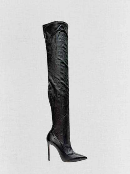Pre - loved ELISABETTA FRANCHI Black Size EU 38 Thigh High Boots at Reems Closet
